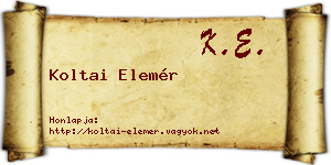 Koltai Elemér névjegykártya